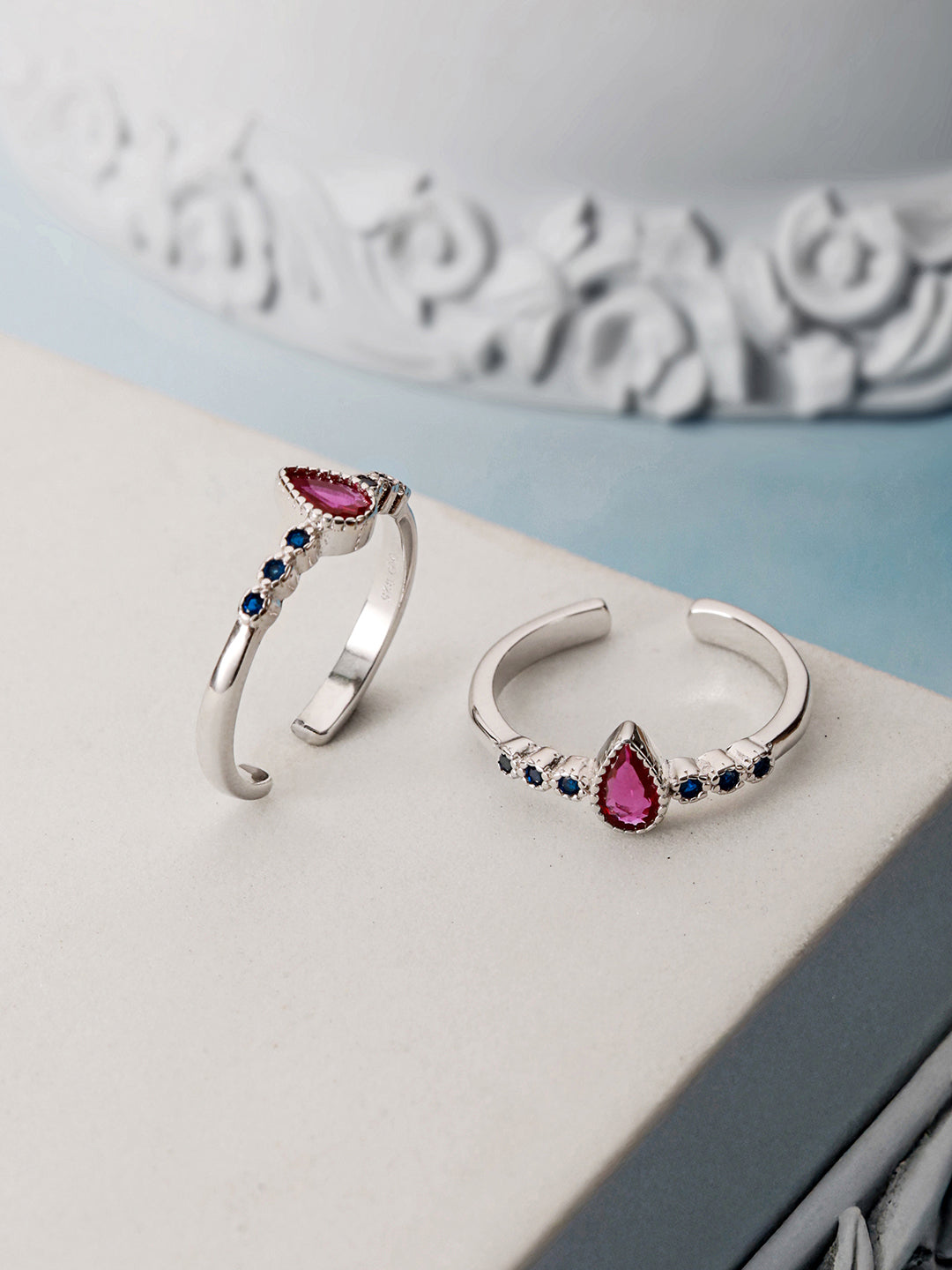 925 Sterling Silver Ruby Red Minimal Trendy Toe Ring